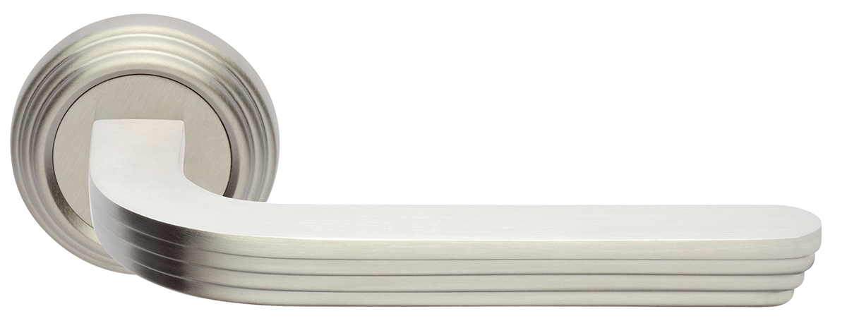 Ручка дверная ALLURE R2 NIS раздельная на круглой розетке, цвет матовый никель, латунь фото купить в Барнауле