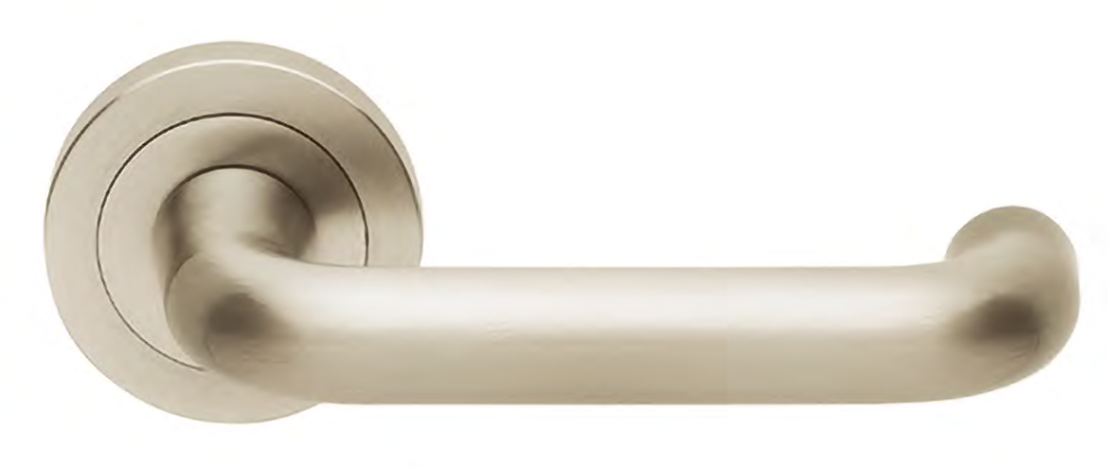 Ручка дверная IRIS R2 NIS раздельная на круглой розетке, цвет - матовый никель, латунь фото купить Барнаул