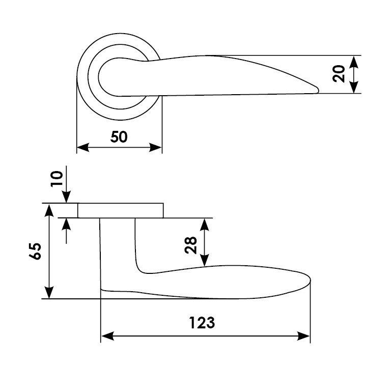 Ручка дверная DALI R2 CSA/CRO раздельная на круглой розетке, цвет матовый хром/хром, латунь фото купить в Барнауле
