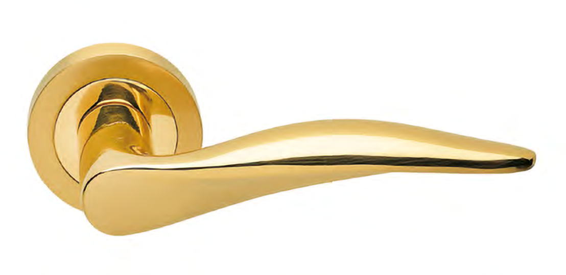 Ручка дверная DALI R2 OSA/OTL раздельная на круглой розетке, цвет матовое золото/золото, латунь фото купить Барнаул