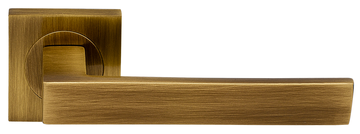 Ручка дверная WATERFALL S2 BGO раздельная на квадратной розетке, цвет матовая бронза, латунь фото купить Барнаул