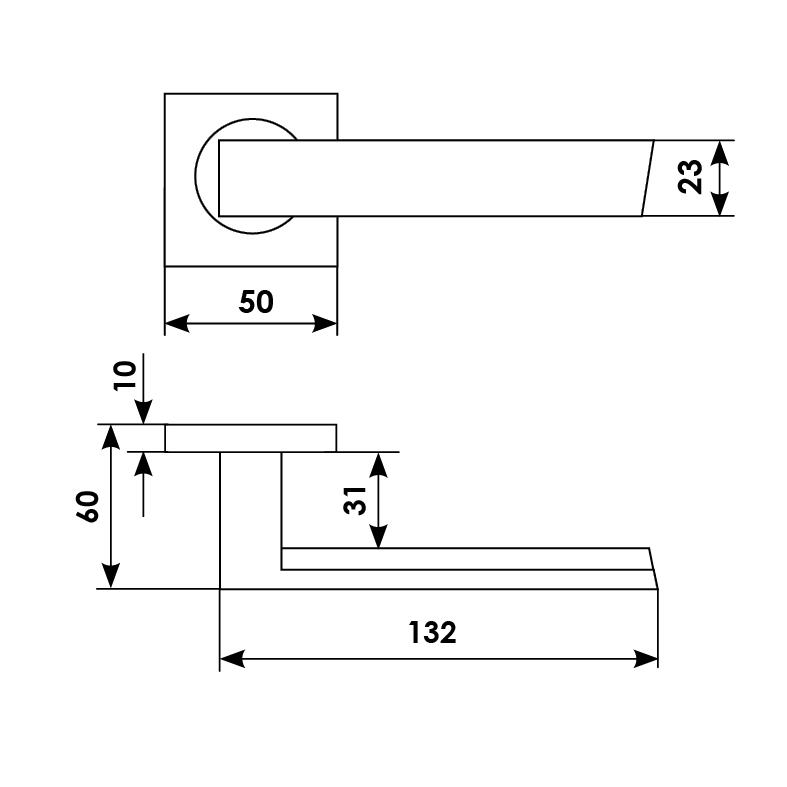 Ручка дверная WATERFALL S2 BGO раздельная на квадратной розетке, цвет матовая бронза, латунь фото купить в Барнауле
