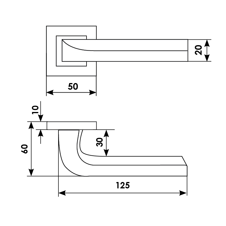 Ручка дверная TENDER S3 BGO раздельная на квадратной розетке, цвет матовая бронза, латунь фото купить в Барнауле