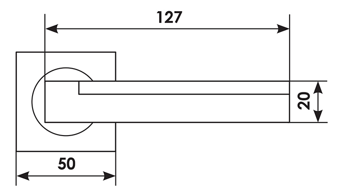 Ручка дверная ISLAND S2 CRO раздельная на квадратной розетке, цвет хром, латунь фото фурнитура Барнаул