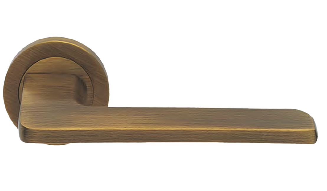 Ручка дверная ROCK R2 BGO раздельная на круглой розетке, цвет матовая бронза, латунь фото купить Барнаул