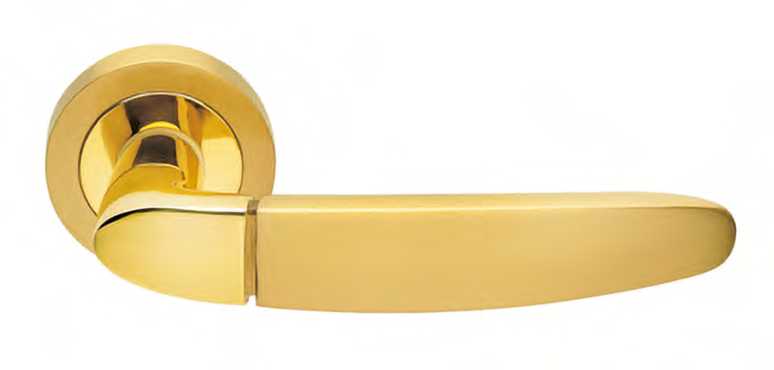 Ручка дверная SAIL R2 OSA/OTL раздельная на круглой розетке, цвет матовое золото/золото, латунь фото купить Барнаул