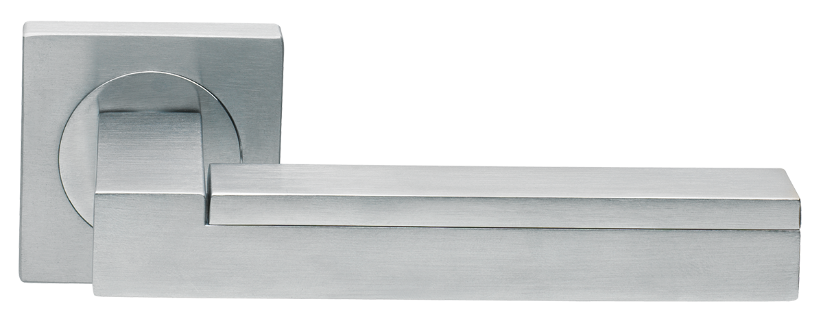 Ручка дверная ISLAND S2 CSA раздельная на квадратной розетке, цвет матовый хром, латунь фото купить в Барнауле