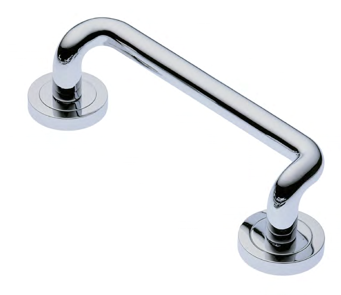 Ручка-скоба дверная SNAKE PH CRO на круглой розетке, цвет хром, латунь фото купить Барнаул