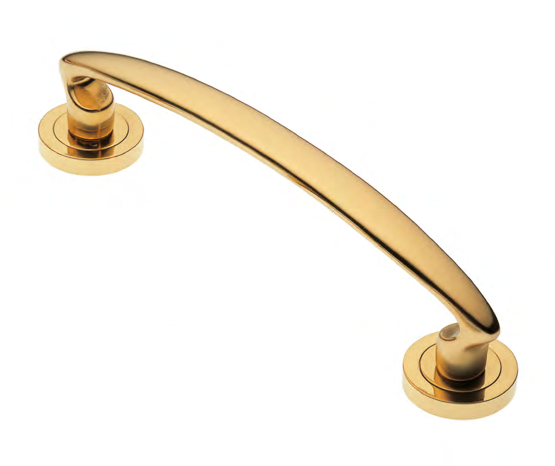 Ручка-скоба дверная FLAMINGO PH OTL на круглой розетке, цвет золото, латунь фото купить Барнаул