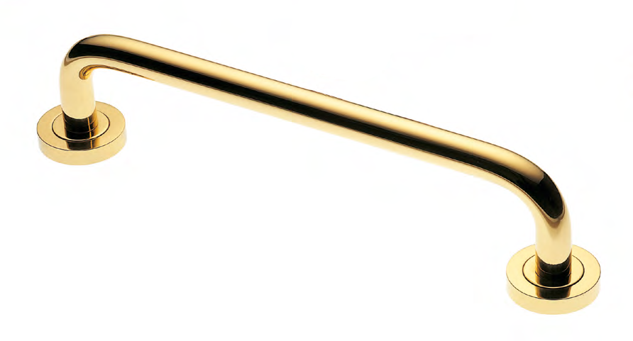 Ручка-скоба дверная ART.IR 23 150MM OTL на круглой розетке, цвет золото, латунь фото купить Барнаул