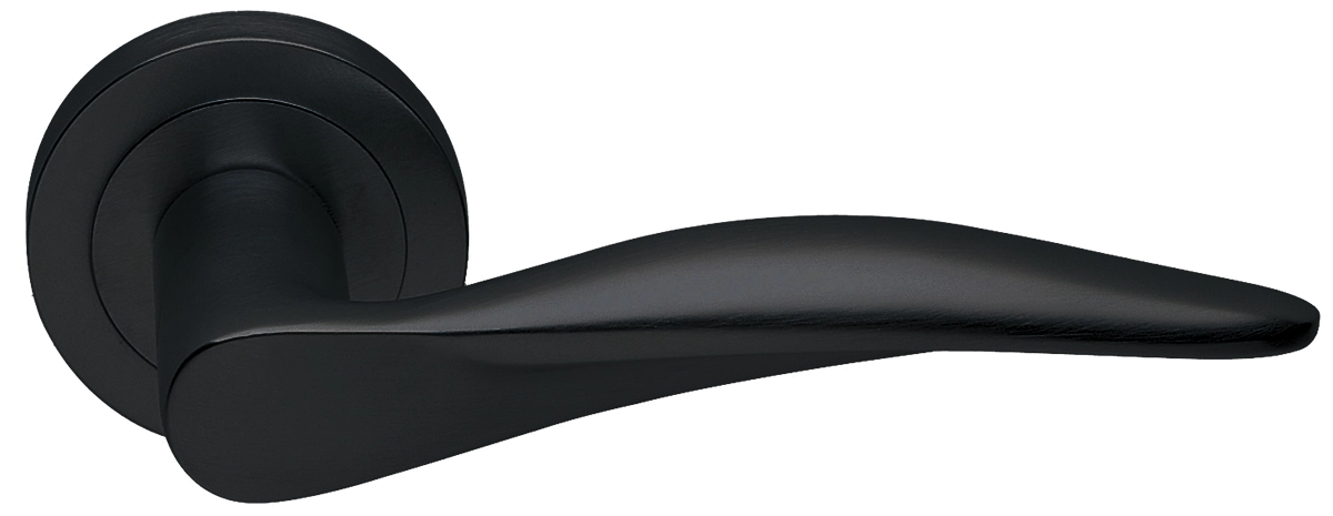 Ручка дверная DALI R2 NERO раздельная на круглой розетке, цвет черный, латунь фото купить Барнаул