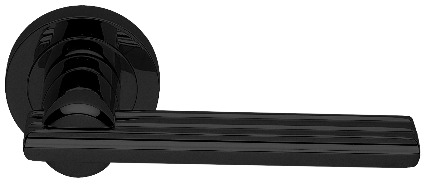 Ручка дверная ORCHIDEA R2 NERO раздельная на круглой розетке, цвет черный, латунь фото купить Барнаул