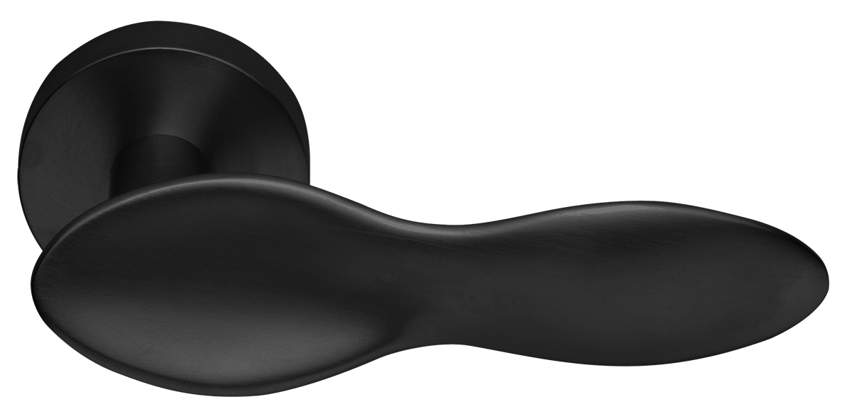 Ручка дверная LUNCH PF NERO раздельная на круглой розетке, цвет черный, латунь фото купить Барнаул