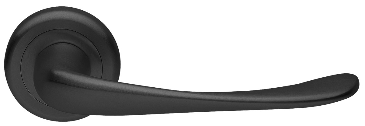 Ручка дверная GOLF R4 NERO раздельная на круглой розетке, цвет черный, латунь фото купить Барнаул