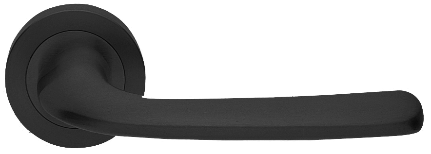 Ручка дверная SAND R2 NERO раздельная на круглой розетке, цвет черный, латунь фото купить Барнаул