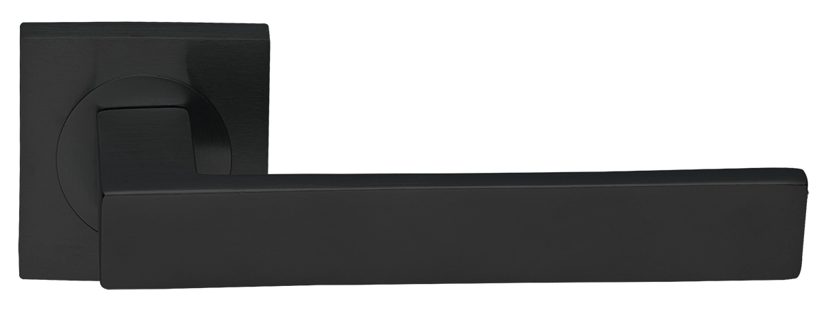 Ручка дверная WATERFALL S2 NERO раздельная на квадратной розетке, цвет черный, латунь фото купить Барнаул