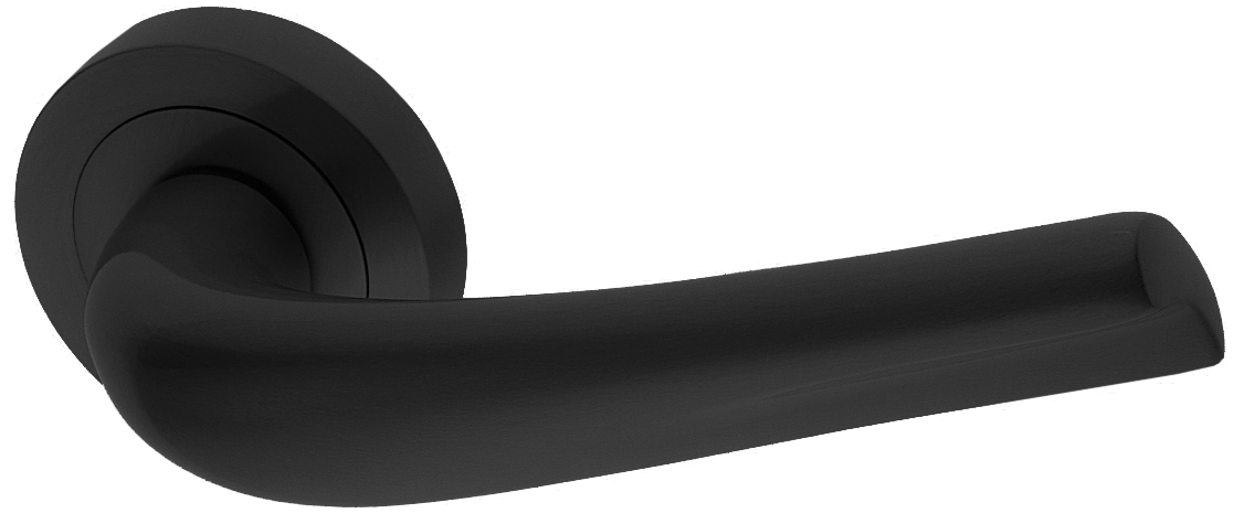 Ручка дверная RAFT R2 NERO раздельная на круглой розетке, цвет черный, латунь фото купить Барнаул