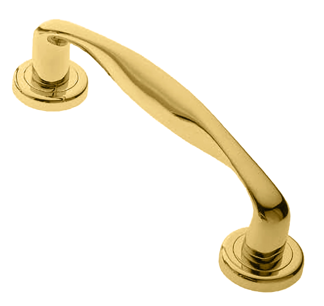 Ручка-скоба дверная GOLF PH OTL на круглой розетке, цвет золото, латунь фото купить Барнаул