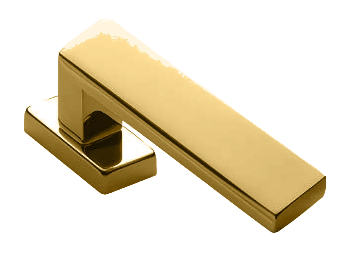 Ручка оконная WATERFALL W1 OTL на прямоугольной розетке, цвет золото, латунь фото купить Барнаул