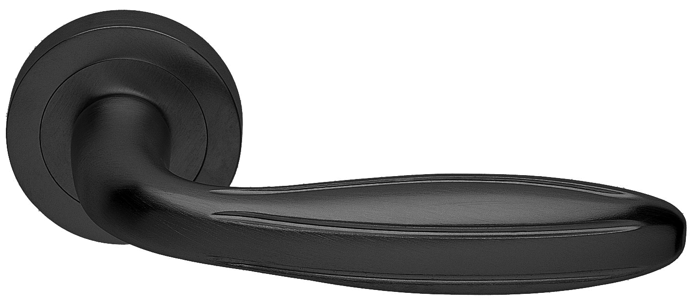 Ручка дверная BUD R2 NERO раздельная на круглой розетке, цвет черный, латунь фото купить Барнаул