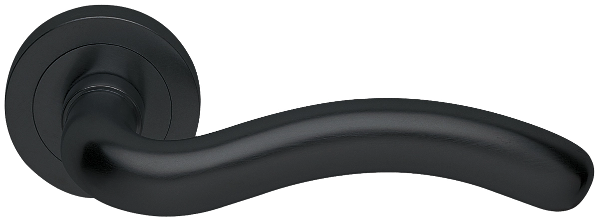 Ручка дверная SNAKE R2 NERO раздельная на круглой розетке, цвет черный, латунь фото купить Барнаул