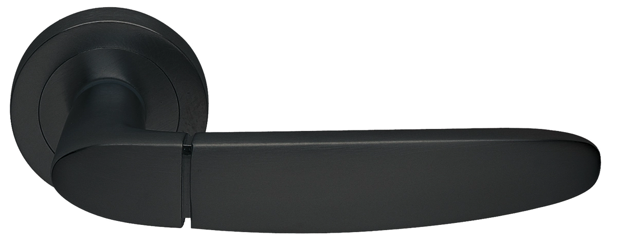 Ручка дверная SAIL R2 NERO раздельная на круглой розетке, цвет черный, латунь фото купить Барнаул