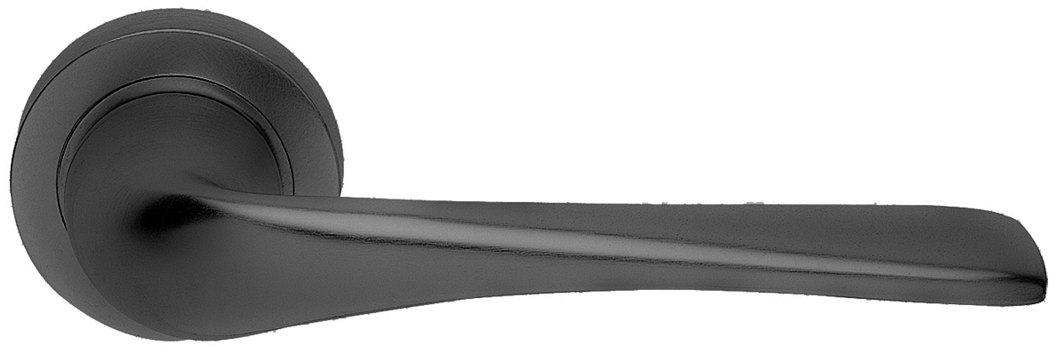 Ручка дверная LE MANS R2 NERO раздельная на круглой розетке, цвет черный, латунь фото купить Барнаул