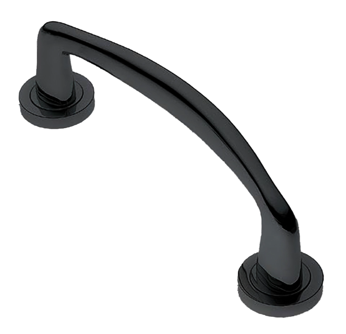 Ручка-скоба дверная COCKATOO PH NERO на круглой розетке, цвет черный, латунь фото купить Барнаул