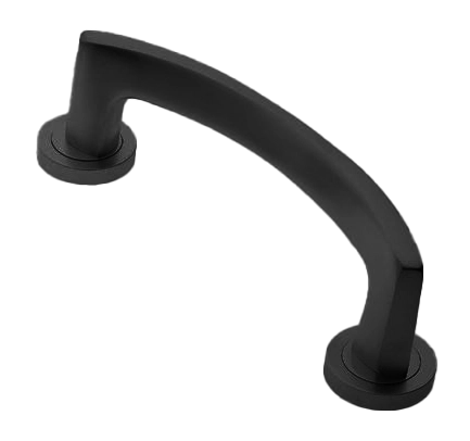 Ручка-скоба дверная WIND PH NERO на круглой розетке, цвет черный, латунь фото фурнитура Барнаул