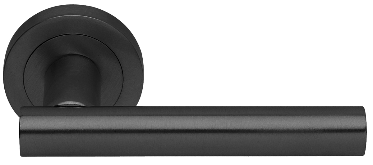 Ручка дверная CALLA R2 NERO раздельная на круглой розетке, цвет черный, латунь фото купить Барнаул