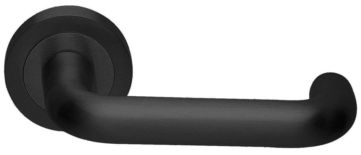 Ручка дверная IRIS R2 NERO раздельная на круглой розетке, цвет черный, латунь фото купить Барнаул