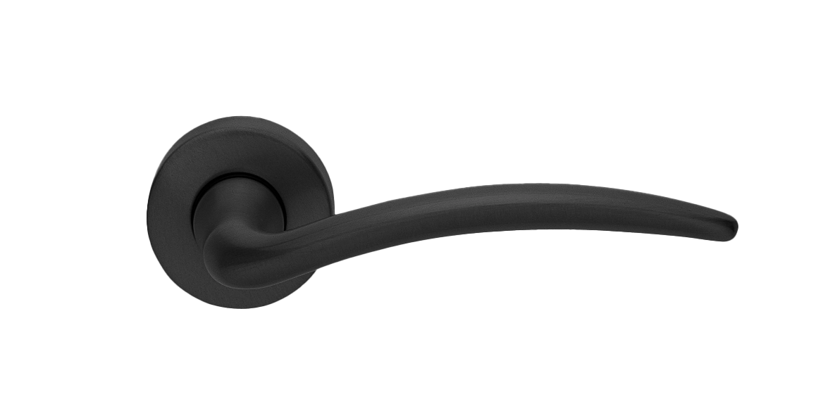 Ручка дверная MOGADOR R2 NERO раздельная на круглой розетке, цвет черный, латунь фото купить Барнаул