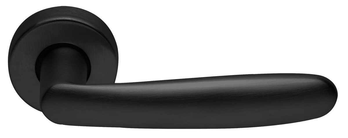 Ручка дверная IMOLA R2 NERO раздельная на круглой розетке, цвет черный, латунь фото купить Барнаул