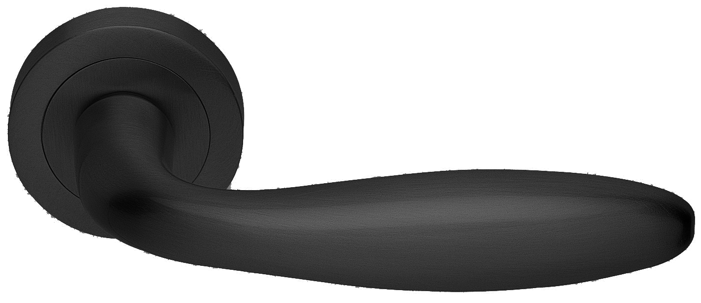 Ручка дверная SIENA R2 NERO раздельная на круглой розетке, цвет черный, латунь фото купить Барнаул