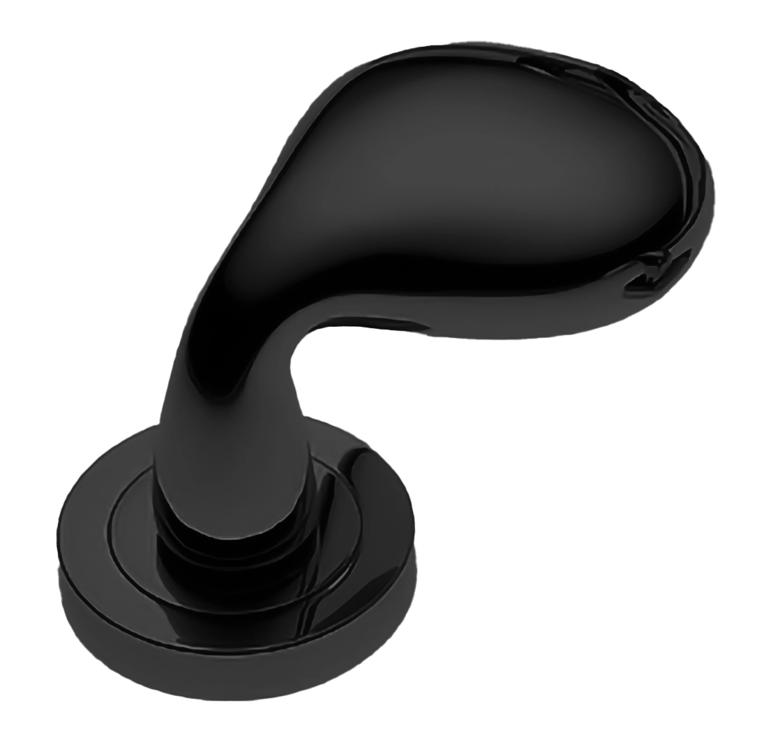 Ручка дверная SIENA-2 R2 NERO раздельная на круглой розетке, цвет черный, латунь фото купить Барнаул