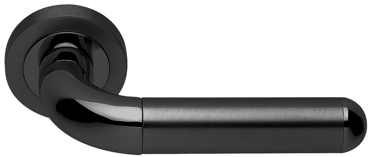 Ручка дверная GAVANA R2 NERO раздельная на круглой розетке, цвет черный, латунь фото купить Барнаул