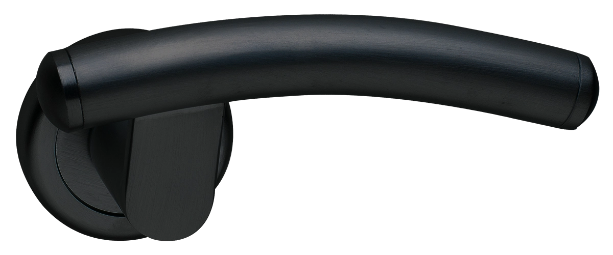 Ручка дверная LUNA R4 NERO раздельная на круглой розетке, цвет черный, латунь фото купить Барнаул