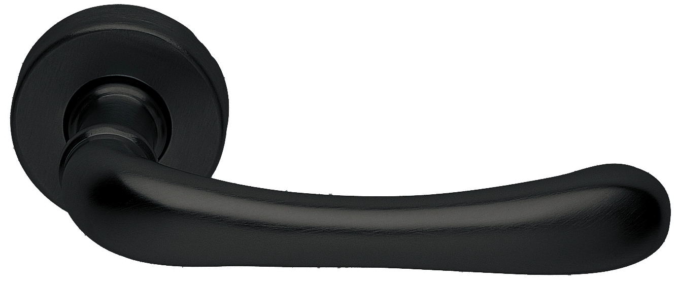 Ручка дверная RING R3-E NERO раздельная на круглой розетке, цвет черный, латунь фото купить Барнаул