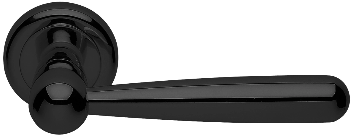 Ручка дверная PINOKKIO R4 NERO раздельная на круглой розетке, цвет черный, латунь фото купить Барнаул