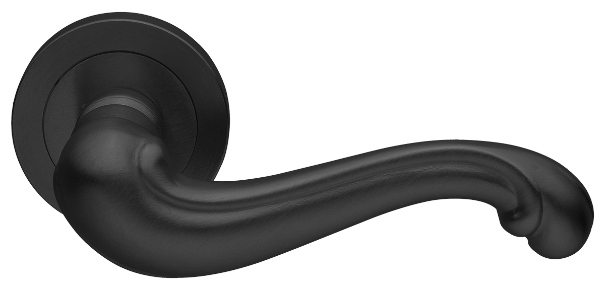 Ручка дверная BAROCCO R2 NERO раздельная на круглой розетке, цвет - черный фото купить Барнаул