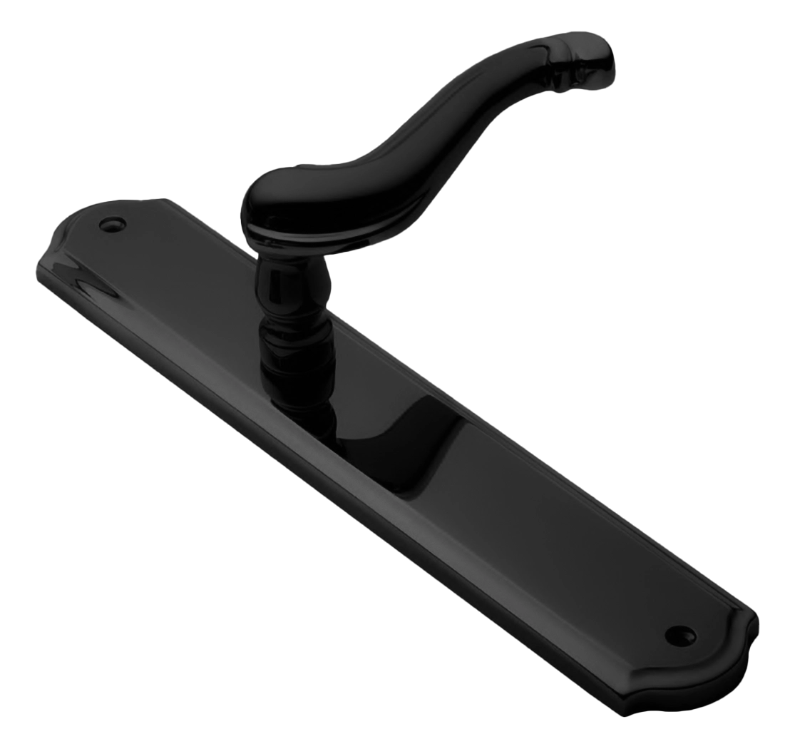 Ручка дверная BAROCCO PL NERO на планке, цвет черный, латунь фото купить Барнаул