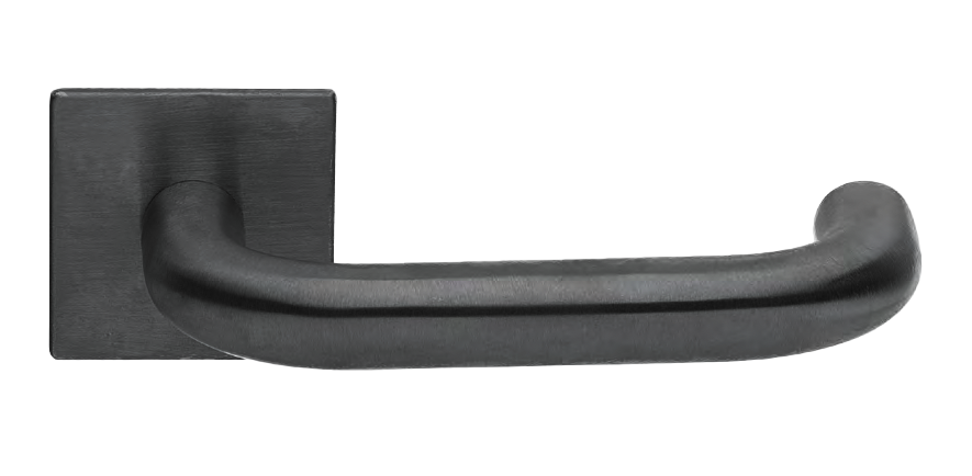 Ручка дверная SOYUZ-APOLLO S1-E NERO раздельная на квадратной розетке, цвет черный, сталь фото купить Барнаул