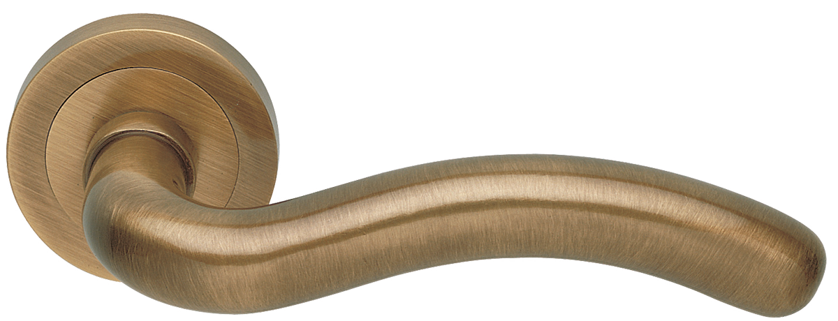 Ручка дверная SNAKE R2 BGO раздельная на круглой розетке, цвет матовая бронза, латунь фото купить в Барнауле