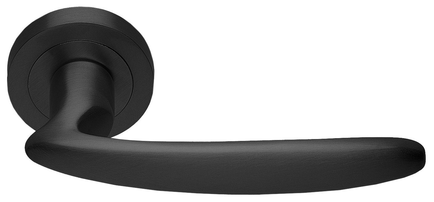 Ручка дверная FLAMINGO R2 NERO раздельная на круглой розетке, цвет черный, латунь фото купить в Барнауле