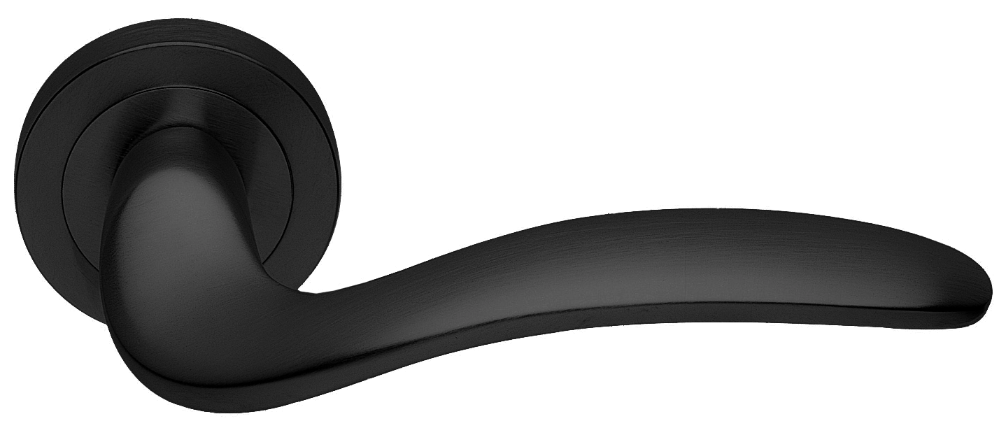 Ручка дверная COBRA R2 NERO раздельная на круглой розетке, цвет черный, латунь фото купить в Барнауле