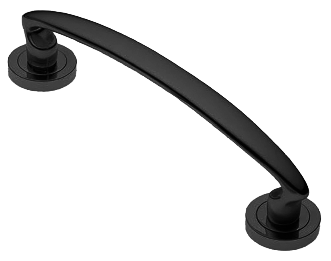 Ручка-скоба дверная FLAMINGO PH NERO на круглой розетке, цвет черный, латунь фото купить в Барнауле