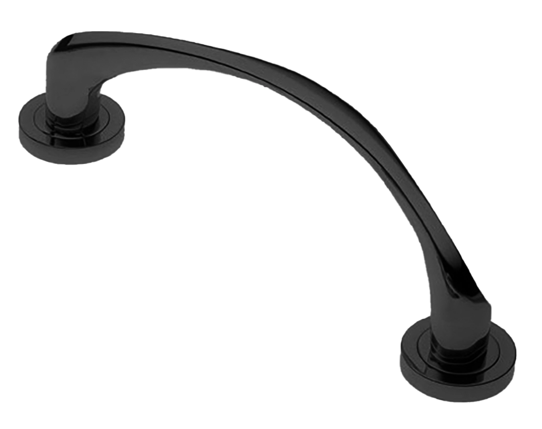 Ручка-скоба дверная COBRA PH NERO на круглой розетке, цвет черный, латунь фото купить в Барнауле