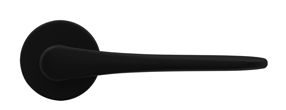 Ручка дверная AULA R5 NERO-ST на круглой розетке, цвет черный soft-touch, ЦАМ фото купить в Барнауле