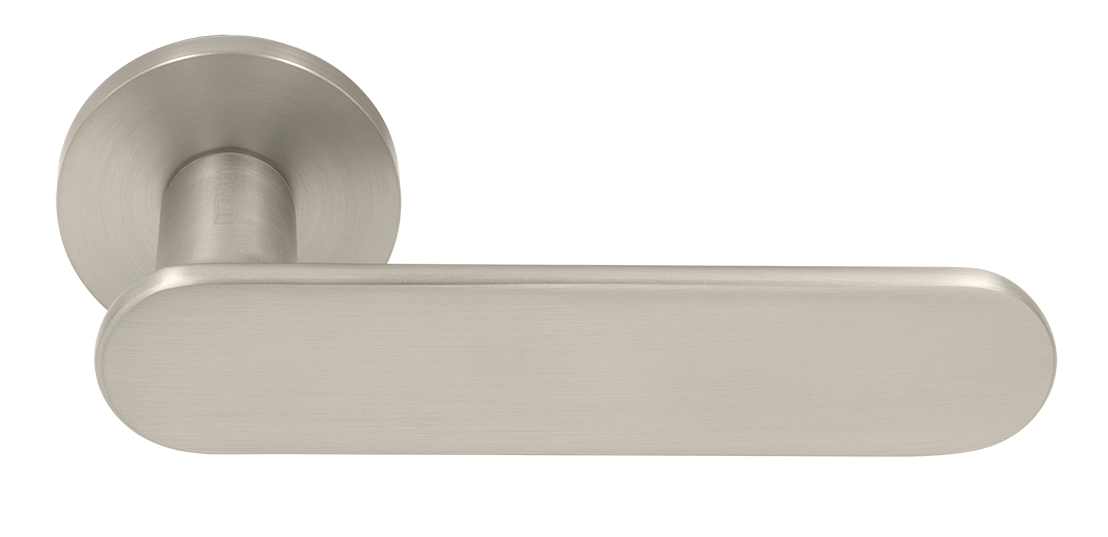 Ручка дверная MH-65-R6 SEMPIONE MSN на круглой розетке, цвет матовый сатинированный никель фото купить Барнаул