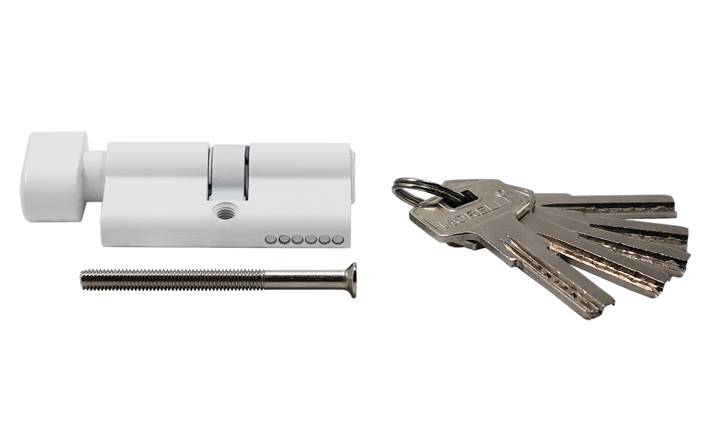 Ключевой цилиндр высокой секретности HS 60CK W с заверткой (60мм), цвет - белый фото купить в Барнауле